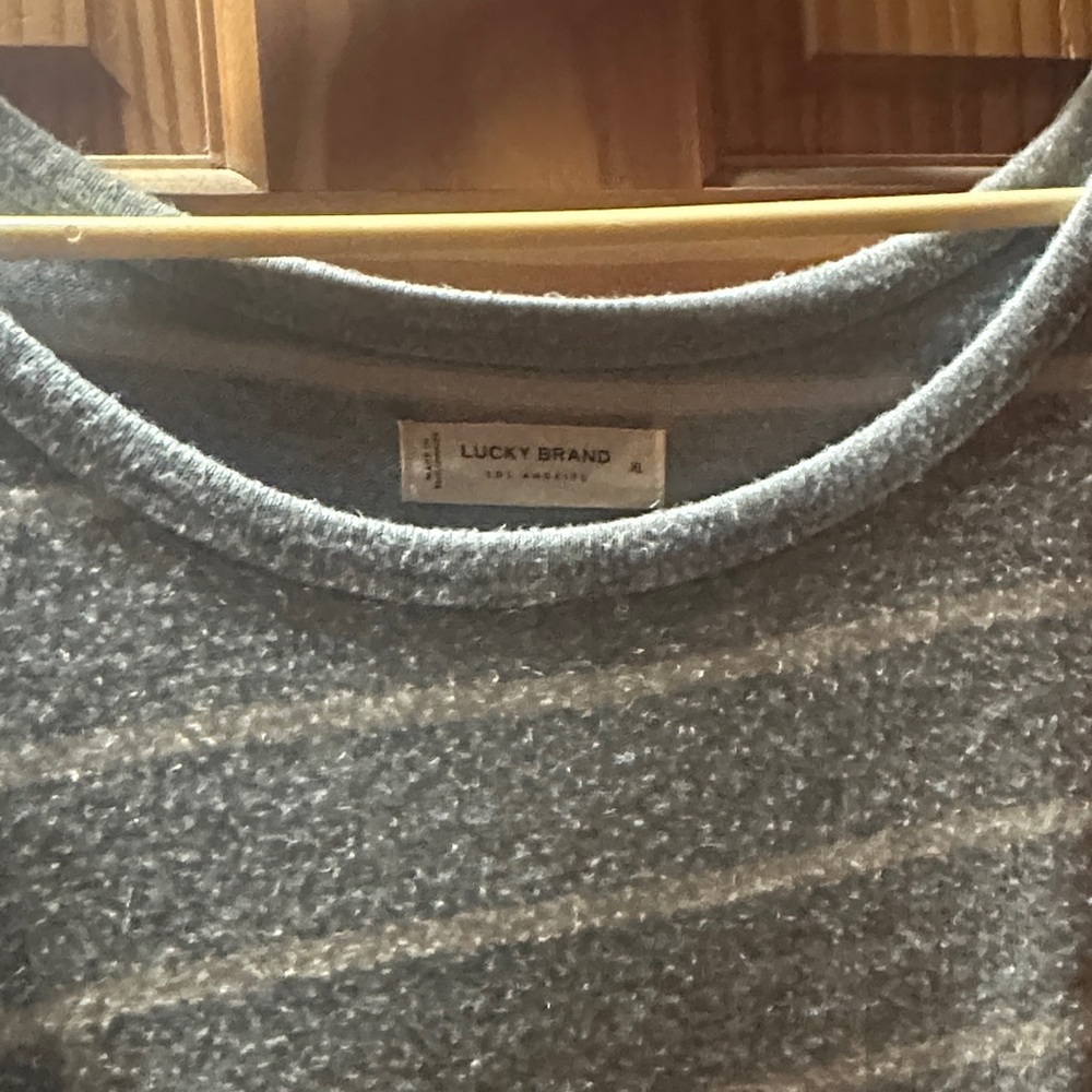 Lucky Brand Men's Crewneck Sweater in Gray and Cream